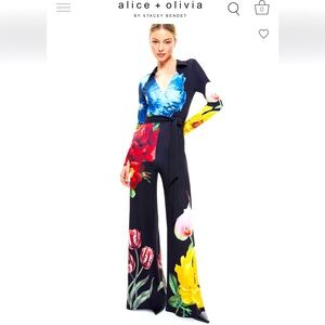 Alice + Olivia Melinda Floral Wide Leg Jumpsuit - Multicolor NWT sz small 🪻🌷